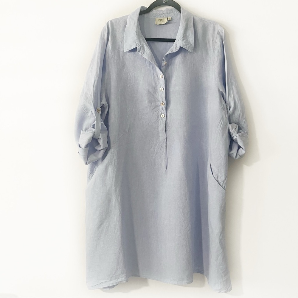INAE Collection 100% Linen Shirt Dress Sz XL
